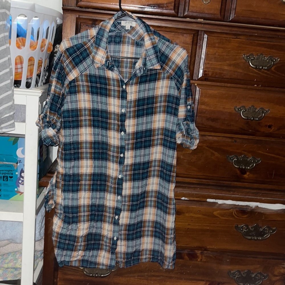 Button Up flannel dress.good condition.